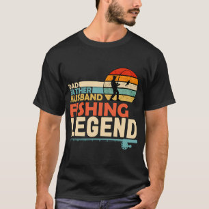 Retro Zonsondergang Vader Man Echtgenoot Vissen Le T-shirt