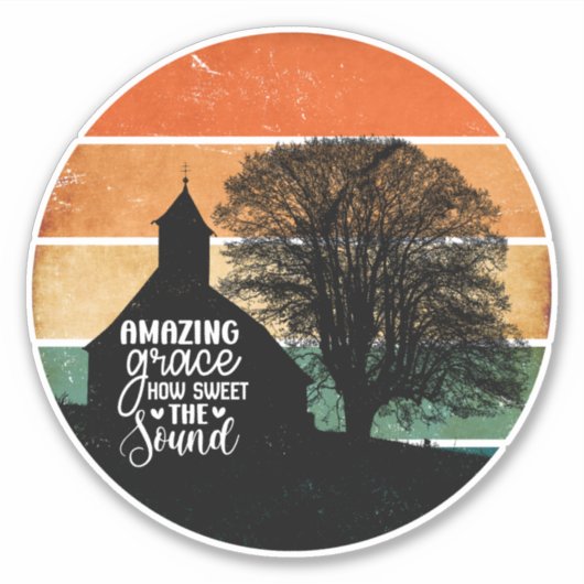 Retro Zonsondergang Verbazingwekkende Grace Sticker (Voorkant)