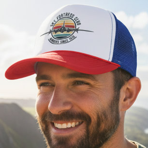 Retro Zonsondergang Vintage B-17 Luchtvaart Trucker Pet