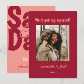 Retro Zonsondergang Vintage Save The Date Kaart (Voorkant / Achterkant)