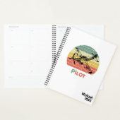  Retro Zonsondergang & Vliegtuig, Monogrammed Eenv Planner (Display)