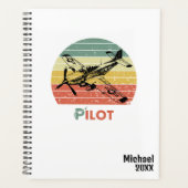 Retro Zonsondergang & Vliegtuig, Monogrammed Eenv Planner (Voorkant)