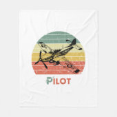  Retro Zonsondergang, Vliegtuigpiloot, Cool Aviati Fleece Deken (Voorkant)
