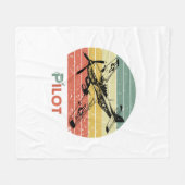  Retro Zonsondergang, Vliegtuigpiloot, Cool Aviati Fleece Deken (Voorkant (Horizontaal))
