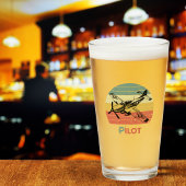  Retro Zonsondergang, Vliegtuigpiloot, Cool Aviati Glas