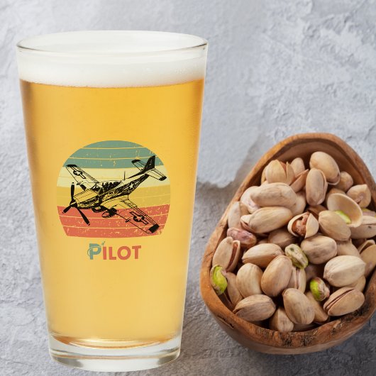  Retro Zonsondergang, Vliegtuigpiloot, Cool Aviati Glas