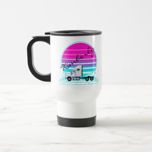 Retro Zonsondergang Vrachtwagen Reisbeker (Links)