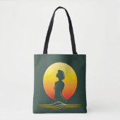 Retro zonsondergang vrouw silhouet tote bag (Voorkant)