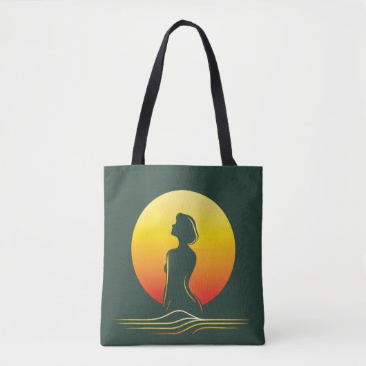 Retro zonsondergang vrouw silhouet tote bag (Voorkant)
