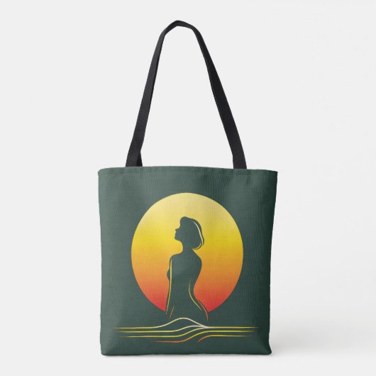 Retro zonsondergang vrouw silhouet tote bag (Achterkant)