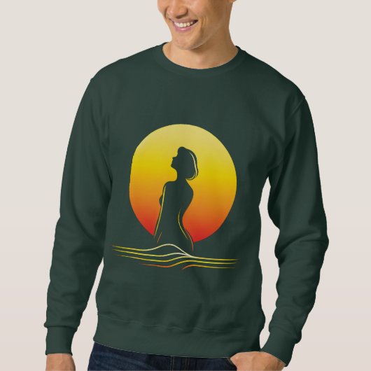 Retro zonsondergang vrouw silhouet trui (Voorkant)