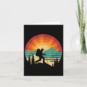 Retro Zonsondergang Wandelshirt Vintage Bergbeklim Kaart
