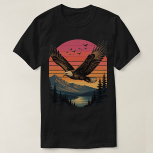 Retro Zonsondergang Wilde Dieren Vintage Dier Silh T-shirt