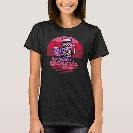 Retro Zonsondergang Winter Sangria T-shirt (Voorkant)