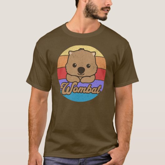 Retro Zonsondergang Wombat T-shirt (Voorkant)