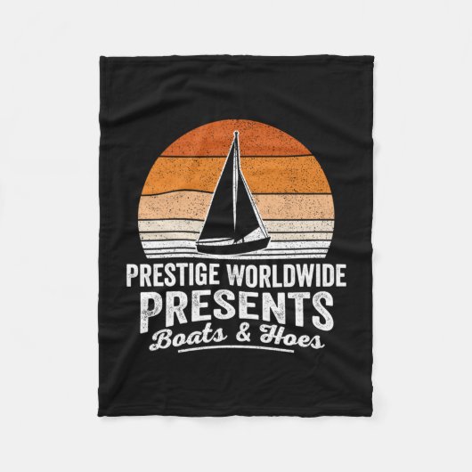 Retro zonsondergang zeilboot grappige boottocht ze fleece deken (Voorkant)