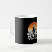 Retro zonsondergang zeilboot grappige boottocht ze koffiemok (Voorkant links)