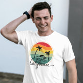  retro zonsondergang Zomer Californië palmstrand T-shirt