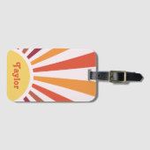 Retro Zonsondergang Zonnestralen Gepersonaliseerde Bagagelabel (Voorkant (horizontaal))