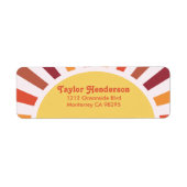 Retro Zonsondergang Zonnestralen Gepersonaliseerde Etiket (Voorkant)