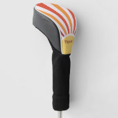 Retro Zonsondergang Zonnestralen Gepersonaliseerde Golfheadcover (Schuin)