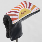 Retro Zonsondergang Zonnestralen Gepersonaliseerde Golfheadcover (3/4 voorkant)