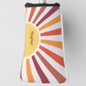 Retro Zonsondergang Zonnestralen Gepersonaliseerde Golfheadcover (Draai 90)