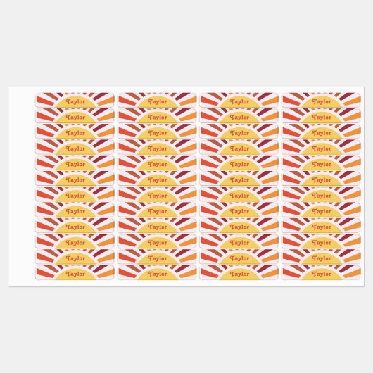 Retro Zonsondergang Zonnestralen Gepersonaliseerde Labels (Vel)