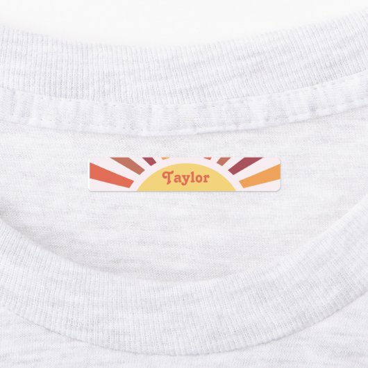 Retro Zonsondergang Zonnestralen Gepersonaliseerde Labels (Aangebracht)