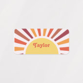 Retro Zonsondergang Zonnestralen Gepersonaliseerde Labels (Design 1)