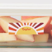 Retro Zonsondergang Zonnestralen Gepersonaliseerde Labels (Aangebracht)