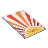 Retro Zonsondergang Zonnestralen Gepersonaliseerde Notitieboek (Rechterzijde)