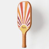 Retro Zonsondergang Zonnestralen Gepersonaliseerde Pickleball Paddle (Links)