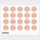 Retro Zonsondergang Zonnestralen Gepersonaliseerde Ronde Sticker (Vel)