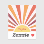 Retro Zonsondergang Zonnestralen Gepersonaliseerde Sticker (Vel)