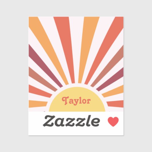 Retro Zonsondergang Zonnestralen Gepersonaliseerde Sticker (Vel)