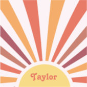 Retro Zonsondergang Zonnestralen Gepersonaliseerde Sticker (Voorkant)