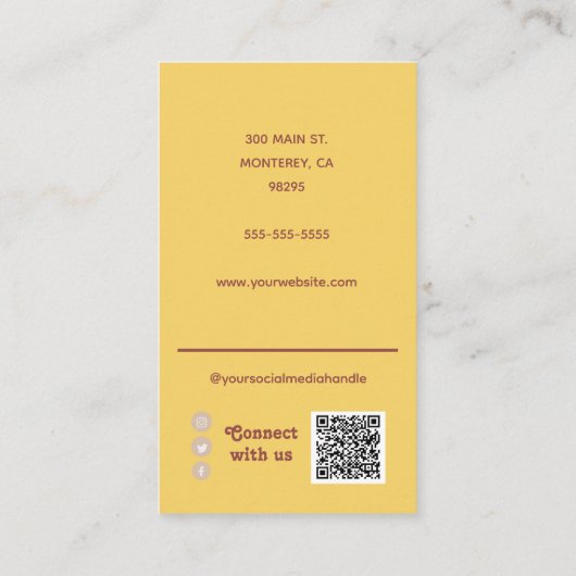 Retro Zonsondergang Zonnestralen Social Media QR C Visitekaartje (Achterkant)