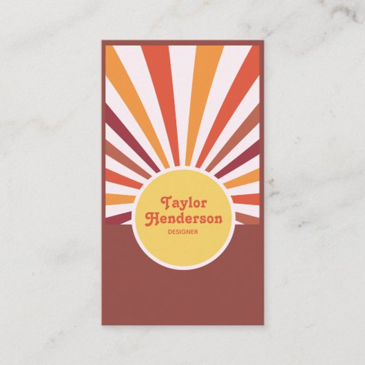 Retro Zonsondergang Zonnestralen Social Media QR C Visitekaartje (Voorkant)