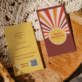 Retro Zonsondergang Zonnestralen Social Media QR C Visitekaartje