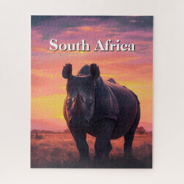 Retro Zonsondergang Zuid-Afrika Neushoorn Legpuzzel
