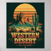 retro zonsonderganglandschap Arizona Wild Western Poster (Voorkant)