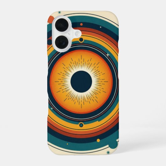 Retro Zonsverduistering iPhone 16 Hoesje (Achterkant)