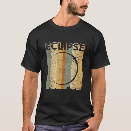 Retro Zonsverduistering T Shirt Zon Maan Sky T (Voorkant)