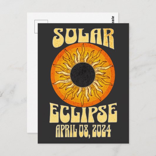 Retro zonsverduistering Totale verduistering 8 apr Briefkaart (Voorkant / Achterkant)