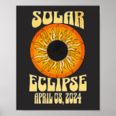 Retro zonsverduistering Totale verduistering 8 apr Poster (Voorkant)