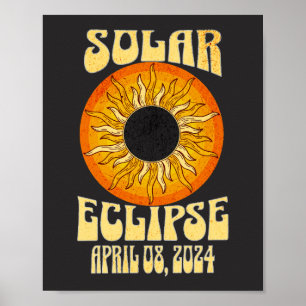 Retro zonsverduistering Totale verduistering 8 apr Poster