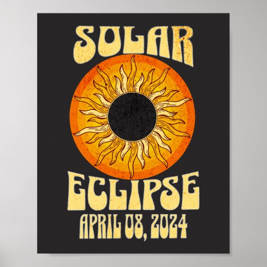 Retro zonsverduistering Totale verduistering 8 apr Poster (Voorkant)