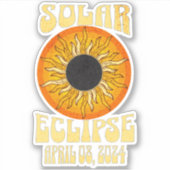 Retro zonsverduistering Totale verduistering 8 apr Sticker (Voorkant)