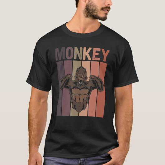 Retro Zoo Dierenaap Gorilla Monkey T-shirt (Voorkant)